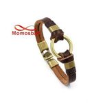 Bracelet En Cuir MARRON Véritable Symbole Et Fermoir BRONZE au meilleur prix au Maroc