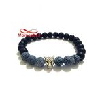 Agate Pierres Naturelle Noir Mat Et BLEU + Pendentif TIGER (élastique) au meilleur prix au Maroc