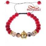 Agate Pierres Naturelle ROUGE BLANC + Pendentif GLADIATOR DORE (Fil Réglable) au meilleur prix au Maroc