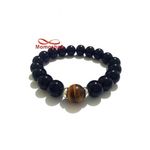 Agate Verre Noir Grande Boules + Pierre TIGER Eye (Unisex) au meilleur prix au Maroc