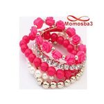 5 Bracelets élastique - ROSE & DORE & BLANC au meilleur prix au Maroc