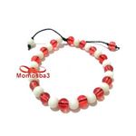 Agate Perles BLANC ROUGE Unisex - Réglable au meilleur prix au Maroc