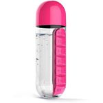 Organiseur Pilules et Vitamines avec Bouteille ROSE  600ml pour 7 jours de la semaine. au meilleur prix au Maroc