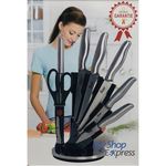 PANDIANI SET DE COUTEAUX INOX - 8 PIECES AVEC SUPPORT ROTATIF au meilleur prix au Maroc