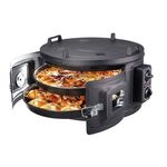 FOUR ROND 32 LITRES NOIR +  2 PLAQUES ÉMAILLEES & 1 GRILLE au meilleur prix au Maroc