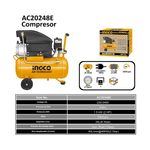 Compresseur d'air 24l, 1.5 kW (2 HP) INGCO au meilleur prix au Maroc