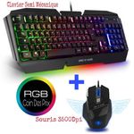 PACK GAMING Clavier Semi Mécanique RGB + Souris RGB 3500 Dpi - 7 Boutons au meilleur prix au Maroc
