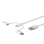 Cable usb avec connecteur micro usb et adaptateur lightnin mfi White au meilleur prix au Maroc