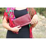 MJ POCHETTE en cuir véritable MJ- 100 % cuir véritable - BORDEAU au meilleur prix au Maroc