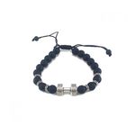 Diamant D'or Bracelet À Perles Avec Barbell Haltère - Noir Matte + Boite Cadeau au meilleur prix au Maroc