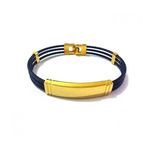 Diamant D'or Bracelet JD Noir À Plaque Lisse Dorée + Boite Cadeau au meilleur prix au Maroc