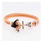 Rêve Diamant Bracelet Ancre Marine En Cuir Double Tresse Acier Inoxydable - Tabac + Boite Cadeau au meilleur prix au Maroc