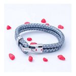Diamant D'or Bracelet En Cuir Double Tresse À Motif En Acier Inoxydable - Gris + Boite Cadeau au meilleur prix au Maroc