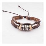 Diamant D'or Bracelet Los 100% Cuir Triple - Marron + Boite Cadeau au meilleur prix au Maroc