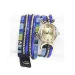 Geneva Montre Bracelet En Tissu Tressé Avec Strass - Bleu au meilleur prix au Maroc