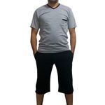 Pyjamas Hommes Col V Manche Courte avec Short Noir au meilleur prix au Maroc