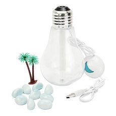 Portable LED Bulb Humidifier Colorful Lights USB Diffuser Air Purifier Xmas au meilleur prix au Maroc