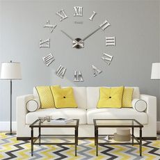 DIY Luxury 3D Wall Clock Large Size Home Decoration Art Clock Silver-Silver au meilleur prix au Maroc