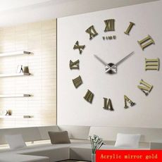 DIY Luxury 3D Wall Clock Large Size Home Decoration Art Clock Gold au meilleur prix au Maroc