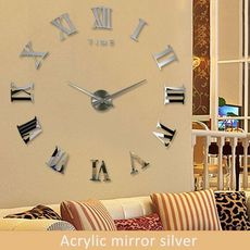 DIY Luxury 3D Wall Clock Large Size Home Decoration Art Clock Silver-Silver au meilleur prix au Maroc
