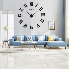 DIY Luxury 3D Wall Clock Large Size Home Decoration Art Clock BLACK au meilleur prix au Maroc