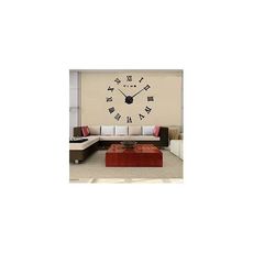 DIY Luxury 3D Wall Clock Large Size Home Decoration Art Clock BLACK au meilleur prix au Maroc
