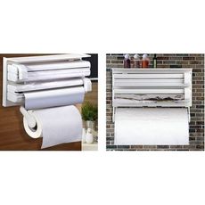 Porte-rouleau mural 3 en 1 pour papier aluminium, film alimentaire et papier serviette de cuisine au meilleur prix au Maroc