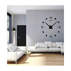 Grande horloge Murale Design 3D cœur -Noir au meilleur prix au Maroc