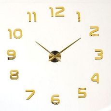 Grande horloge murale numéro DIY autocollant miroir décor à la maison 3D art d'or-1M Réglable au meilleur prix au Maroc