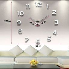 Grande Horloge Murale Design 3D 60Cm - Silver au meilleur prix au Maroc