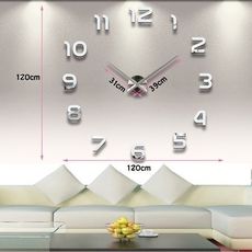 Horloge Murale Design 3D 1,20m - Silver au meilleur prix au Maroc