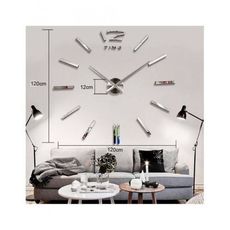 Horloge Murale Design 3D 1,20m - Silver au meilleur prix au Maroc