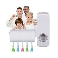 Distributeur Automatique Dentifrice Blanc+Porte Brosse à Dent Collé au Mur au meilleur prix au Maroc