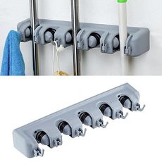 Mop And Broom  Holder ,Kitchen Wall Mounted Hanger 5 Position Bathroom Storage Mop Broom Holder Tool Plastic Wall Mounted. au meilleur prix au Maroc