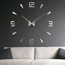 Grande Horloge Murale Design 3D 1,20m - Silver au meilleur prix au Maroc
