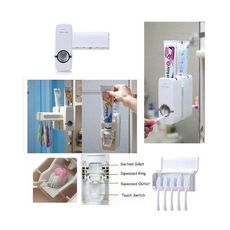 Distributeur Automatique Dentifrice Blanc + Porte Brosse à dent Collé au Mur au meilleur prix au Maroc