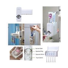 Distributeur Automatique Dentifrice Blanc+Porte Brosse à Dent Collé au Mur au meilleur prix au Maroc