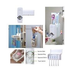 Distributeur Automatique Dentifrice Blanc + Porte Brosse à dent Collé au Mur au meilleur prix au Maroc