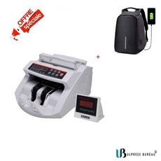 Compteuse De Billets Valorisatrice UV/MG Détection Des Faux Billets Avec LED Affichage UV/MG 2108 + sac a  dos anti-vol Noir au meilleur prix au Maroc