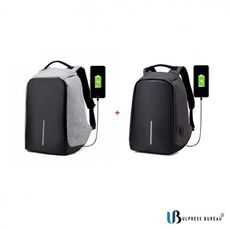 Pack Sac à dos Anti Vol - Avec Port USB Pour PowerBank Multifonctions (à port USB) Gris Et Noir au meilleur prix au Maroc