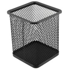 Lot de 4 Pots a crayon - porte stylo mini carré métal Noir au meilleur prix au Maroc