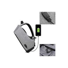 Sac à dos Anti Vol - Avec Port USB Pour PowerBank Multifonctions (à port USB) Gris au meilleur prix au Maroc