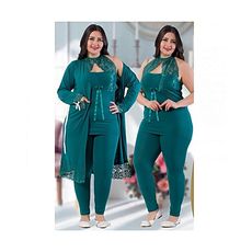 Jenika Pyjama de Nuit 3 pièce - Vert Foncé au meilleur prix au Maroc