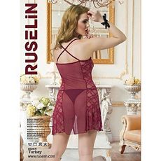 Chemise De Nuit + String - Rouge Foncé au meilleur prix au Maroc