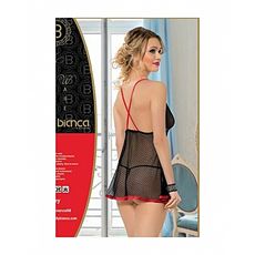 Laly bianca Chemise De Nuit + String - Noir- Rouge au meilleur prix au Maroc