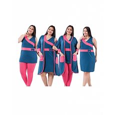 Jenika Pyjama HAREM SULTAN PYJAMAS SET 4 PIÈCES (GRANDES TAILLES) - Bleu - Rose au meilleur prix au Maroc
