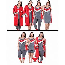 Jenika Pyjama HAREM SULTAN PYJAMAS SET 7 PIÈCES (GRANDES TAILLES) - Rouge au meilleur prix au Maroc