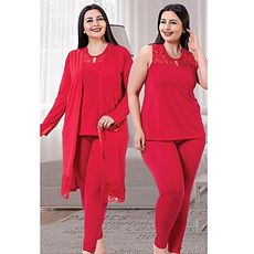 Jenika Pyjama de Nuit 3 pièce - Rouge au meilleur prix au Maroc