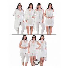 Jenika Pyjama HAREM SULTAN PYJAMAS SET 7 PIÈCES (GRANDES TAILLES) - Blanc au meilleur prix au Maroc