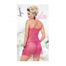 Ruselin Chemise De Nuit + String - Rose au meilleur prix au Maroc